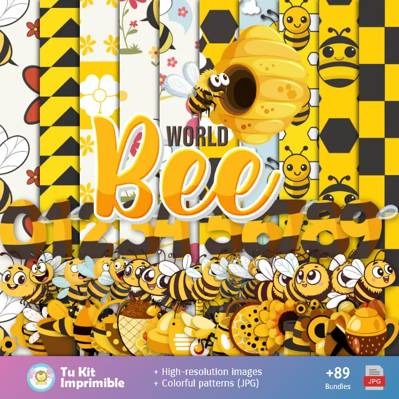Bienenmuster und Texturen - Scrapbook und Party Kits