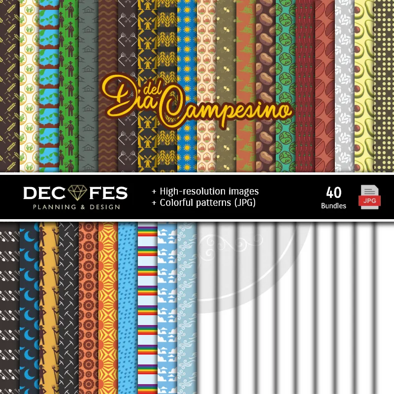 Fondos | 農民のデジタルペーパーセットデー - FiestasとScrapbookingのための噴水