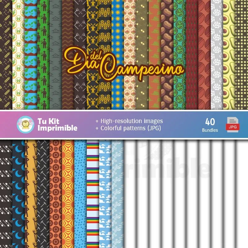 Digital Paper Set Day of the Peasant - Fountains for Fiestas and Scrapbooking