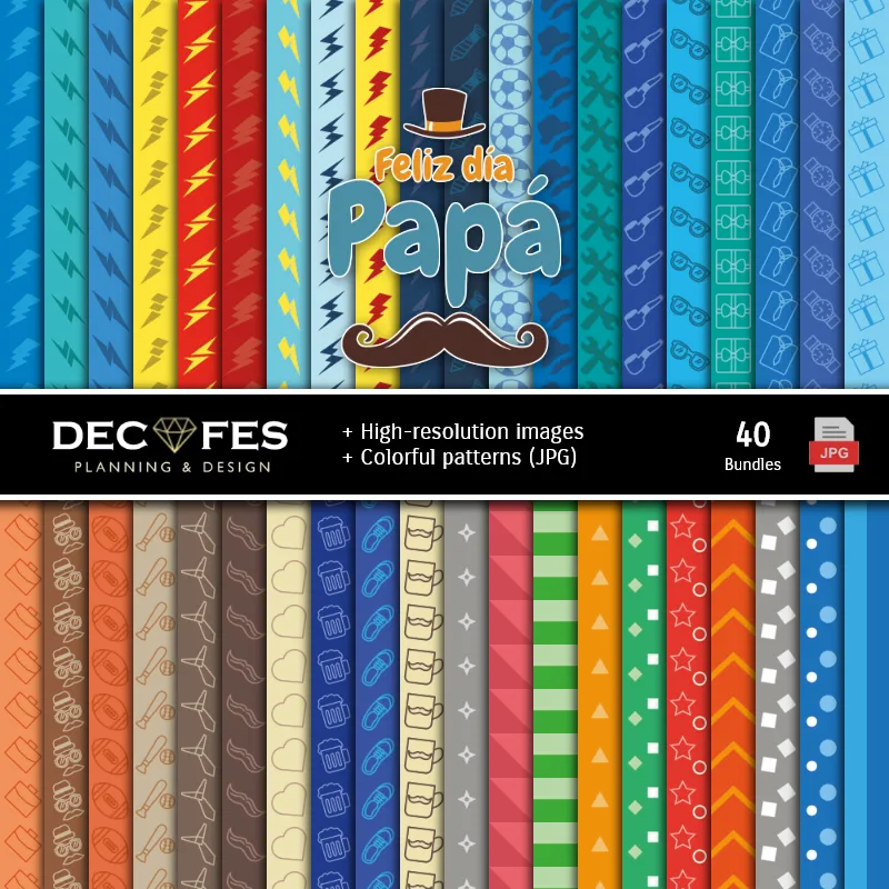 Fondos | Digital Paper Set Festa del Padre - Fondazioni e Scrapbooking