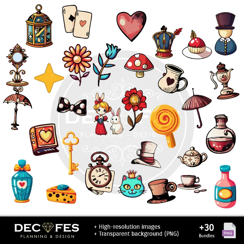 Accesorios | Digitale Rolle Alicia in Wonderland - Druckbar für Scrapbook und DIY