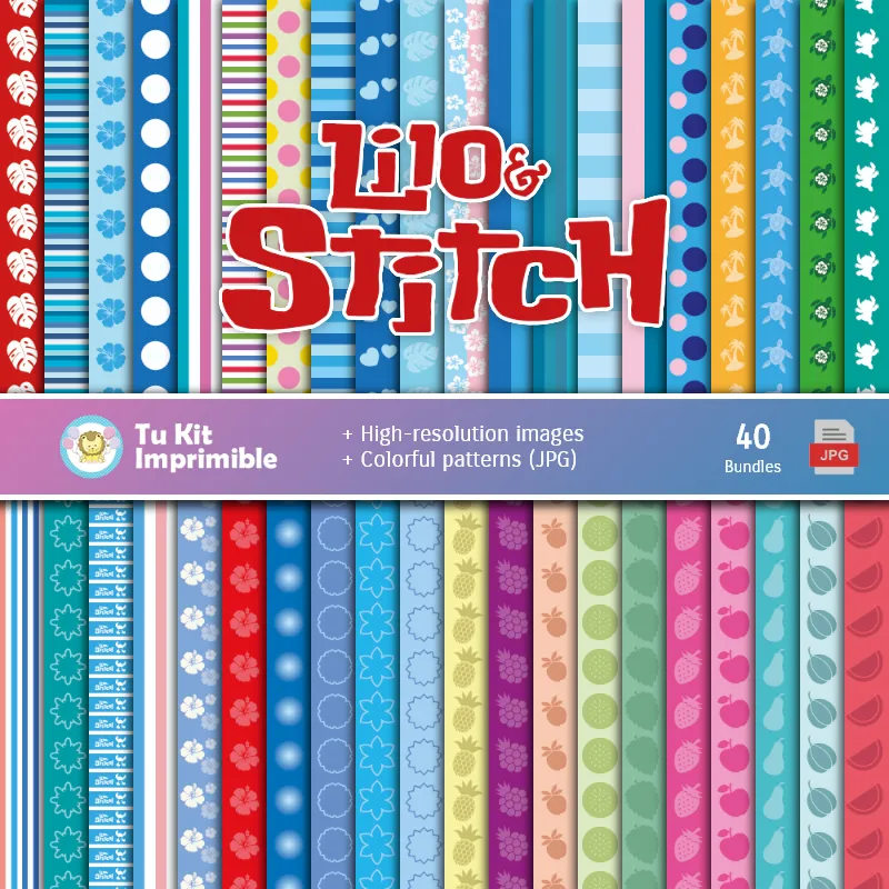 Lilo e Stitch Digital Paper Set - Fondazioni e Scrapbooking