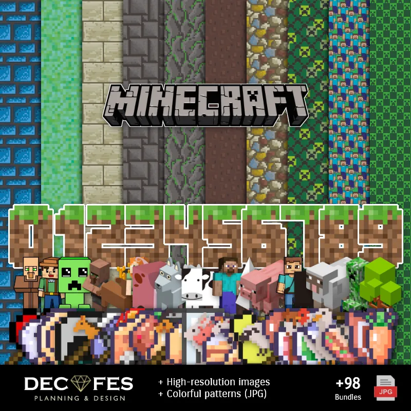 Minecraft Digital Paper - 可打印为Scrapbook和DIY