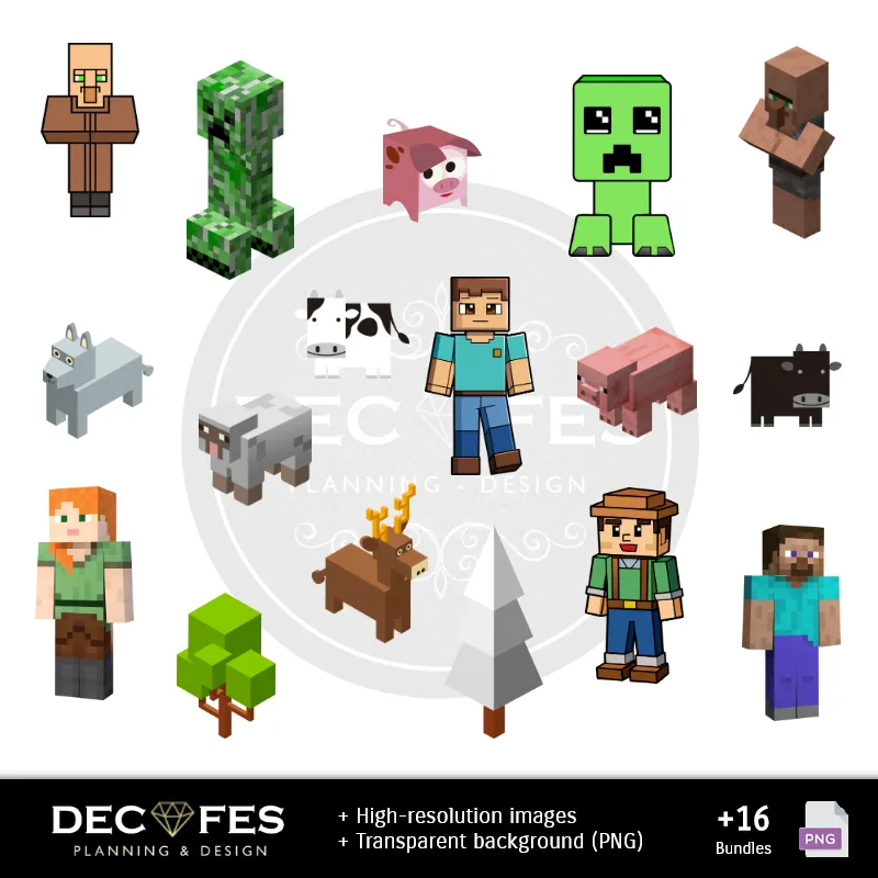 Personajes | Minecraft Digital Paper - 可打印为Scrapbook和DIY