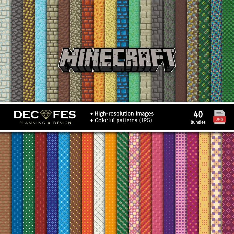 Fondos | Minecraft Digital Paper Set - Stiftungen und Scrapbooking