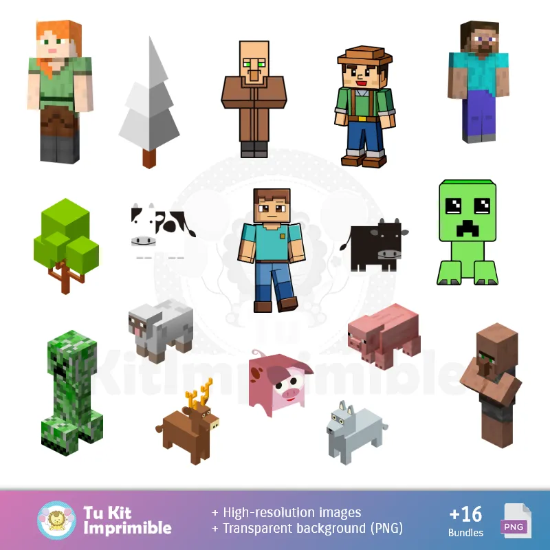 Personajes | Minecraft Muster und Texturen - Scrapbook und Party Kits