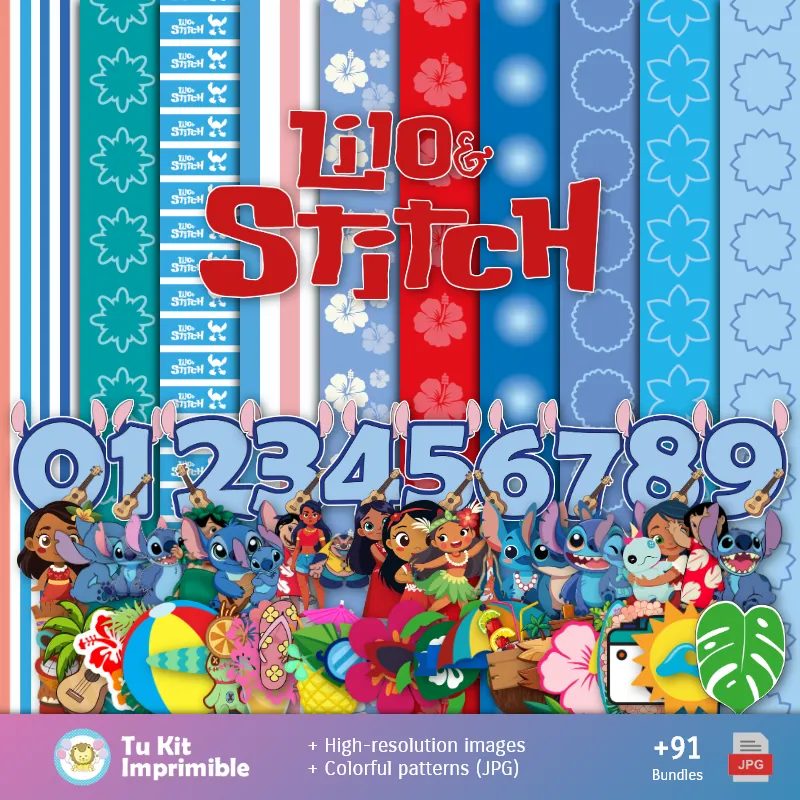 Motifs et textures de lilo et de mailles - Cartable et kits pour fêtes