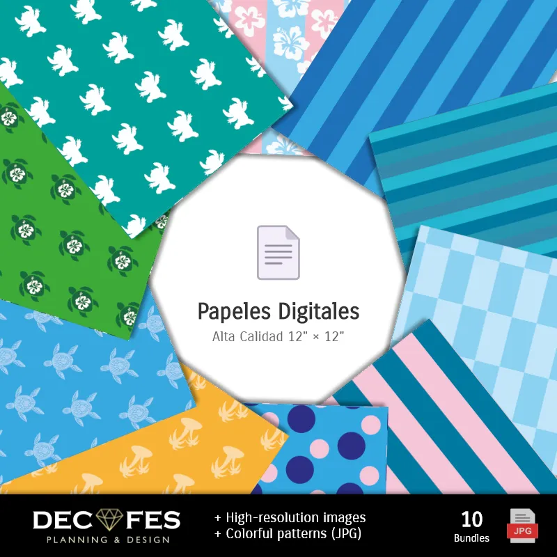 Collages | Papel Digital Lilo y Stitch - Imprimibles para Scrapbook y DIY
