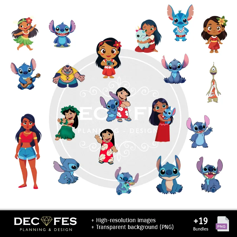 Personajes | Papel Digital Lilo y Stitch - Imprimibles para Scrapbook y DIY