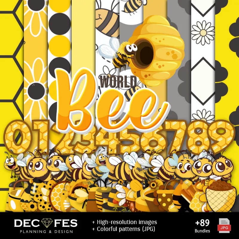 Papier d'abeille numérique - Imprimable pour scrapbook et bricolage