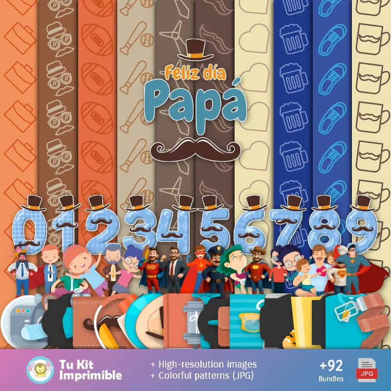 Patrões e Texturas Dia do Pai - Kits de Scrapbook e Festas