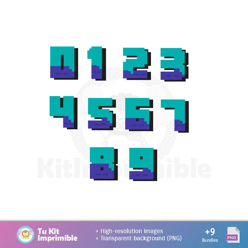 Números Temáticos | Patrões e Texturas Minecraft - Kits de Scrapbook e Festas