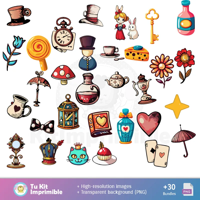 Accesorios | Patrones y Texturas Alicia en el País de las Maravillas - Kits de Scrapbook y Fiestas