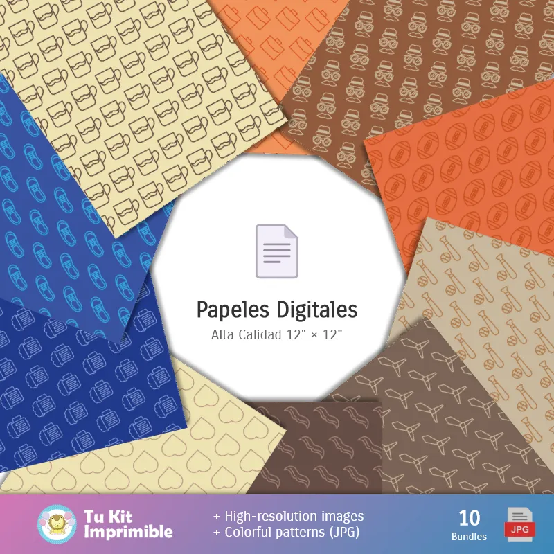 Collages | Patrones y Texturas Día del Padre - Kits de Scrapbook y Fiestas
