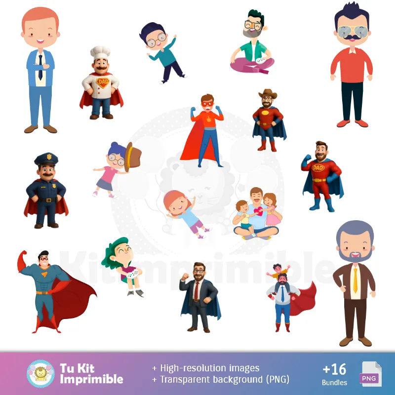 Personajes | Patrones y Texturas Día del Padre - Kits de Scrapbook y Fiestas