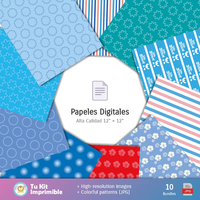 Collages | Patrones y Texturas Lilo y Stitch - Kits de Scrapbook y Fiestas