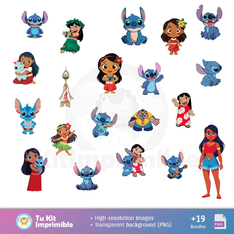 Personajes | Patrones y Texturas Lilo y Stitch - Kits de Scrapbook y Fiestas