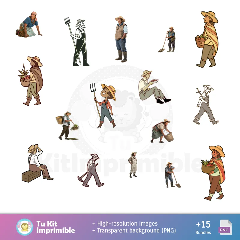 Personajes | Patterns and Textures Peasant's Day - Scrapbook and Party Kits